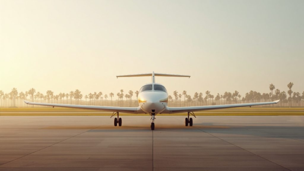 Small training aircraft on the tarmac at a Chennai airfield with clear coastal sky in the background