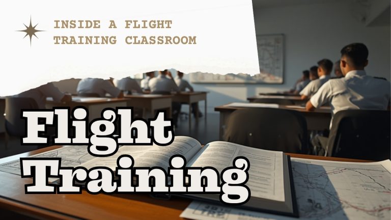 Student pilots in a ground school classroom reviewing aviation charts and navigation maps in Chennai