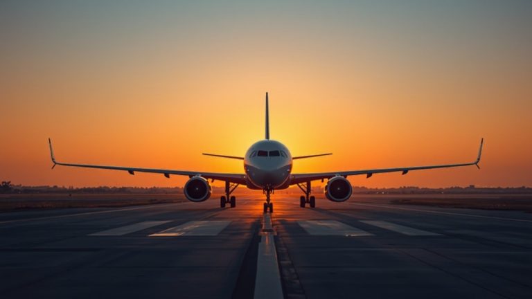 Passenger aircraft on a runway at sunset, illustrating when DGCA pilot exams are conducted
